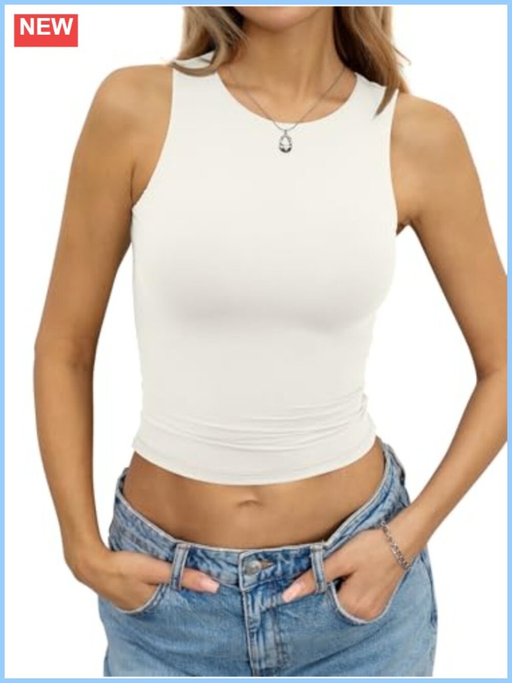 EasyGala Double Lined Crop Tank Top Fitted Workout Sleeveless